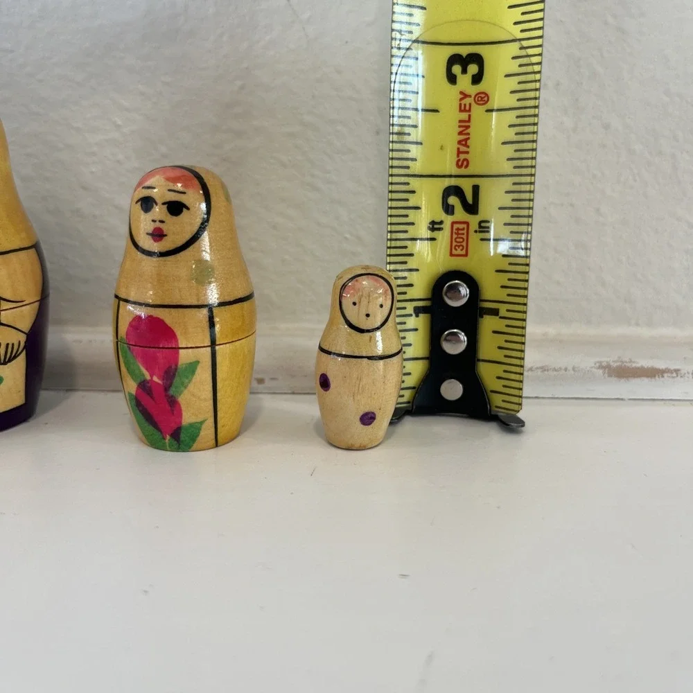Vintage Russian Nesting Dolls 5 Piece Floral Traditional Russia Matryoshka Dolls